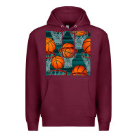 Burgundy basketball hoop seamless pattern Premium Hoodie - BundleAndBundleShop