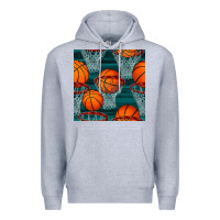 Heather Grey basketball hoop seamless pattern Premium Hoodie - BundleAndBundleShop