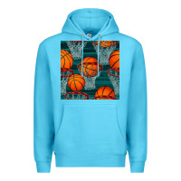 Ocean Blue basketball hoop seamless pattern Premium Hoodie - BundleAndBundleShop