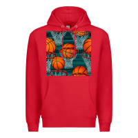 Red basketball hoop seamless pattern Premium Hoodie - BundleAndBundleShop