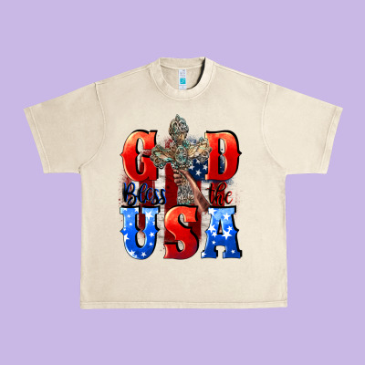 God Bless The Usa  4th Of July Urban Heavy Tee Designed By Cowgirlartshop