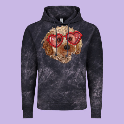 Vintage Hoodie toy poodle with love glasses