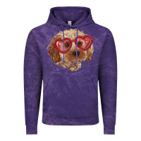 Cloud Purple toy poodle with love glasses Vintage Hoodie - RanaPortraitStore