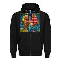Black 4th of july texas map with cow seamless pattern Zipper Hoodie - BundleAndBundleShop
