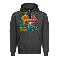 Charcoal Heather 4th of july texas map with cow seamless pattern Zipper Hoodie - BundleAndBundleShop