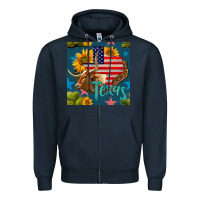 Navy 4th of july texas map with cow seamless pattern Zipper Hoodie - BundleAndBundleShop