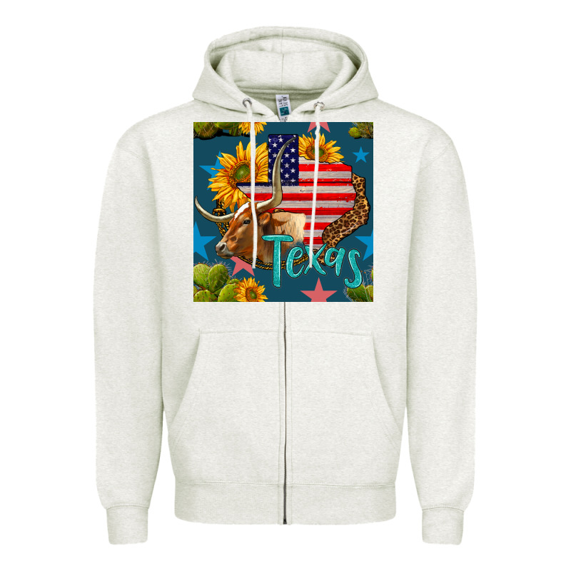 4th Of July Texas Map With Cow Seamless Pattern Zipper Hoodie by BundleAndBundleShop | Teevron