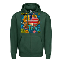 Sports Green 4th of july texas map with cow seamless pattern Zipper Hoodie - BundleAndBundleShop