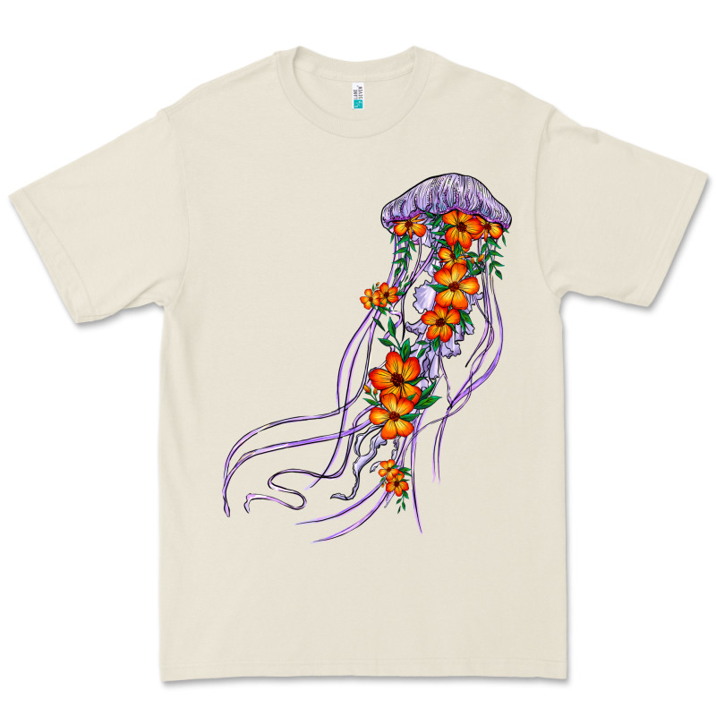 Light Purple Jellyfish And Floral Premium Tee by BarkalooDesign | Teevron
