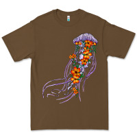 Cacao light purple jellyfish and floral Premium Tee - BarkalooDesign