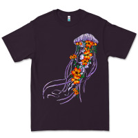 Plum light purple jellyfish and floral Premium Tee - BarkalooDesign
