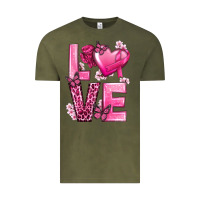 Vintage Olive Love Cancer with Heart Vintage Tee - texasbilliewilder