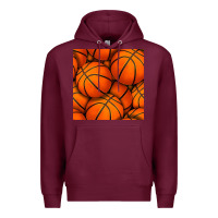 Burgundy basketball seamless pattern Premium Hoodie - BundleAndBundleShop