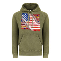 Vintage Olive baseball american flag Vintage Hoodie - texasbilliewilder