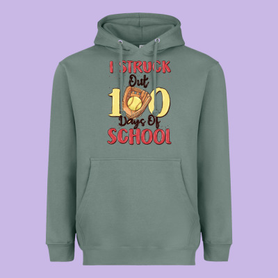 I Struck Out 100 Days Of School Heavyweight Hoodie Designed By Maliassmallbusiness