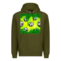 Army Green soccer balls with field  and tactics seamless pattern Premium Hoodie - BundleAndBundleShop