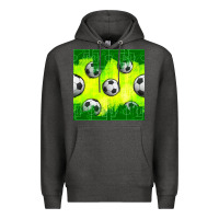 Charcoal Heather soccer balls with field  and tactics seamless pattern Premium Hoodie - BundleAndBundleShop