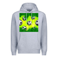 Heather Grey soccer balls with field  and tactics seamless pattern Premium Hoodie - BundleAndBundleShop