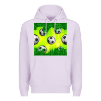 Lilac soccer balls with field  and tactics seamless pattern Premium Hoodie - BundleAndBundleShop