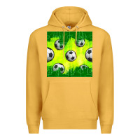 Mustard soccer balls with field  and tactics seamless pattern Premium Hoodie - BundleAndBundleShop