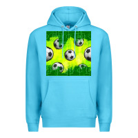 Ocean Blue soccer balls with field  and tactics seamless pattern Premium Hoodie - BundleAndBundleShop
