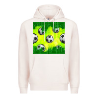 Pale Pink soccer balls with field  and tactics seamless pattern Premium Hoodie - BundleAndBundleShop