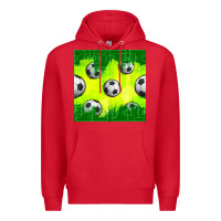 Red soccer balls with field  and tactics seamless pattern Premium Hoodie - BundleAndBundleShop