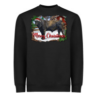 Black merry christmas black angus bull and farm Heavyweight Sweatshirt - RanaPortraitStore