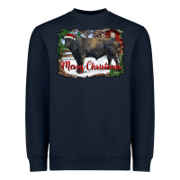 Navy merry christmas black angus bull and farm Heavyweight Sweatshirt - RanaPortraitStore