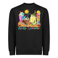 Black hello summer drinks Heavyweight Sweatshirt - texasbilliewilder