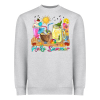 Heather Grey hello summer drinks Heavyweight Sweatshirt - texasbilliewilder