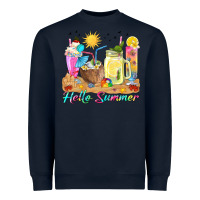 Navy hello summer drinks Heavyweight Sweatshirt - texasbilliewilder