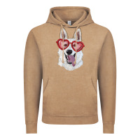 Vintage Coffee white shepherd with love glasses Vintage Hoodie - RanaPortraitStore