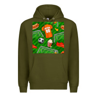 Army Green soccer ball uniform and shoes seamless pattern Premium Hoodie - BundleAndBundleShop