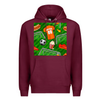 Burgundy soccer ball uniform and shoes seamless pattern Premium Hoodie - BundleAndBundleShop