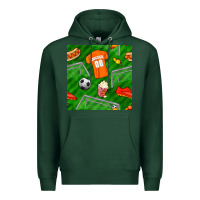 Sports Green soccer ball uniform and shoes seamless pattern Premium Hoodie - BundleAndBundleShop