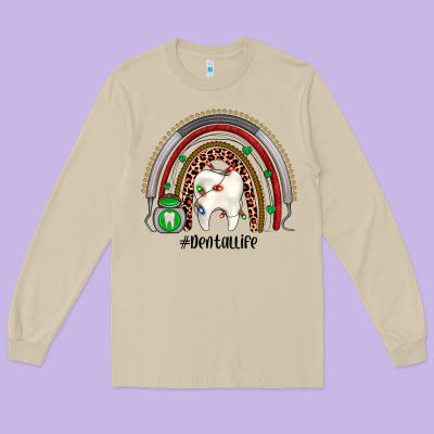 Christmas Dental Life Rainbow Long Sleeve Tee Designed By Jahusdesignshop