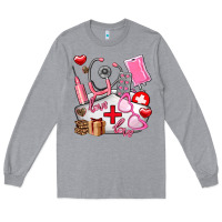 Heather Grey nurse  valentines day love Long Sleeve Tee - AdoDesignShop