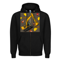 Black excavator seamless pattern Zipper Hoodie - BundleAndBundleShop