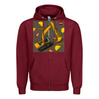 Burgundy excavator seamless pattern Zipper Hoodie - BundleAndBundleShop