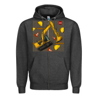 Charcoal Heather excavator seamless pattern Zipper Hoodie - BundleAndBundleShop