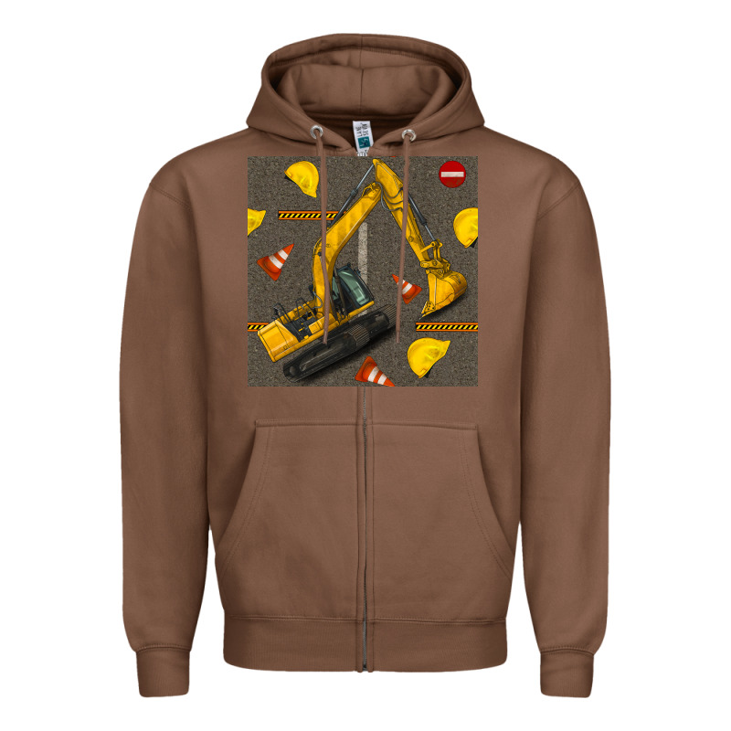 Excavator Seamless Pattern Zipper Hoodie by BundleAndBundleShop | Teevron