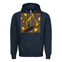 Navy excavator seamless pattern Zipper Hoodie - BundleAndBundleShop