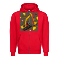 Red excavator seamless pattern Zipper Hoodie - BundleAndBundleShop
