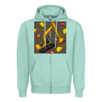 Seafoam excavator seamless pattern Zipper Hoodie - BundleAndBundleShop