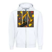 White excavator seamless pattern Zipper Hoodie - BundleAndBundleShop