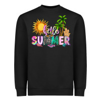 Black hello summer with sun Heavyweight Sweatshirt - texasbilliewilder