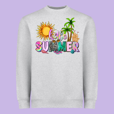 Hello Summer With Sun Heavyweight Sweatshirt Designed By Texasbilliewilder