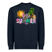 Navy hello summer with sun Heavyweight Sweatshirt - texasbilliewilder