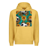 Antique Gold soccer balls and sunflowers with leopard and gemstone seamless pattern Premium Hoodie - BundleAndBundleShop